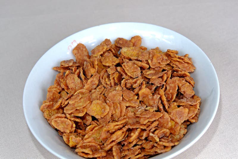 Cornflakes Chocolate In A White Bowl Stock Image - Image of breakfast ...