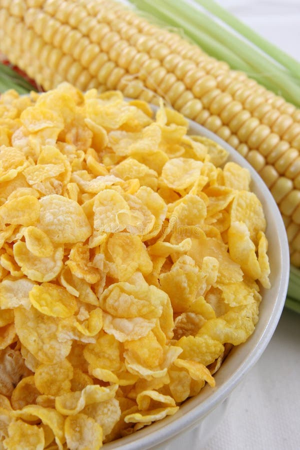 Corn Flakes e espiga de milho fotografia de stock