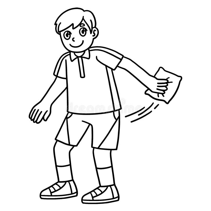 Cornhole Boy Throwing Bag Isolated Coloring Page vector illustration