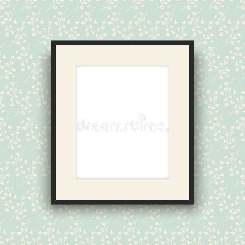 Cornice in bianco sulla carta da parati d'annata di stile illustrazione vettoriale Cornice in bianco sulla carta da parati d'annata di stile illustrazione vettoriale