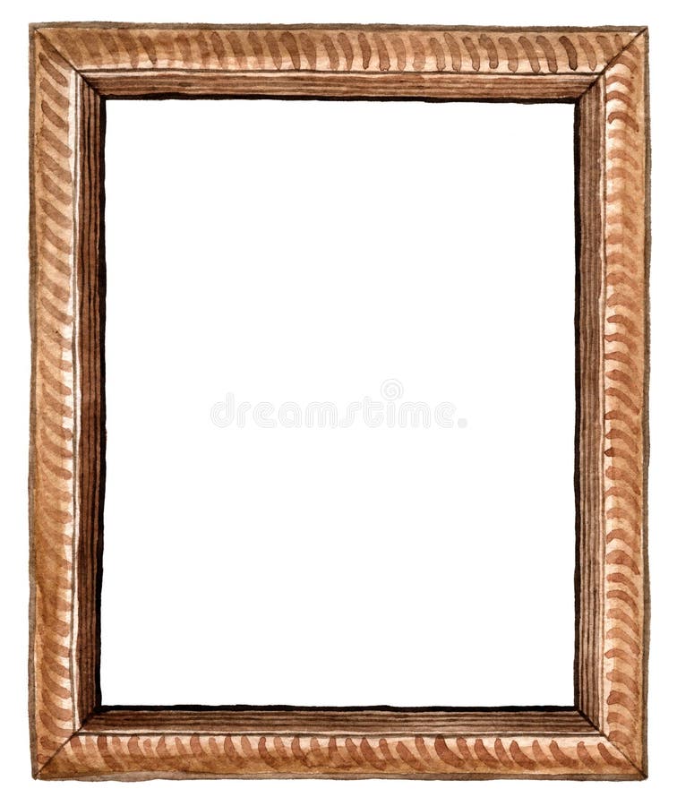 Cornice scolpita di legno marrone rettangolare dell'acquerello - illustrazione dipinta a mano isolata su fondo bianco immagini stock libere da diritti Cornice scolpita di legno marrone rettangolare dell'acquerello - illustrazione dipinta a mano isolata su fondo bianco immagini stock libere da diritti