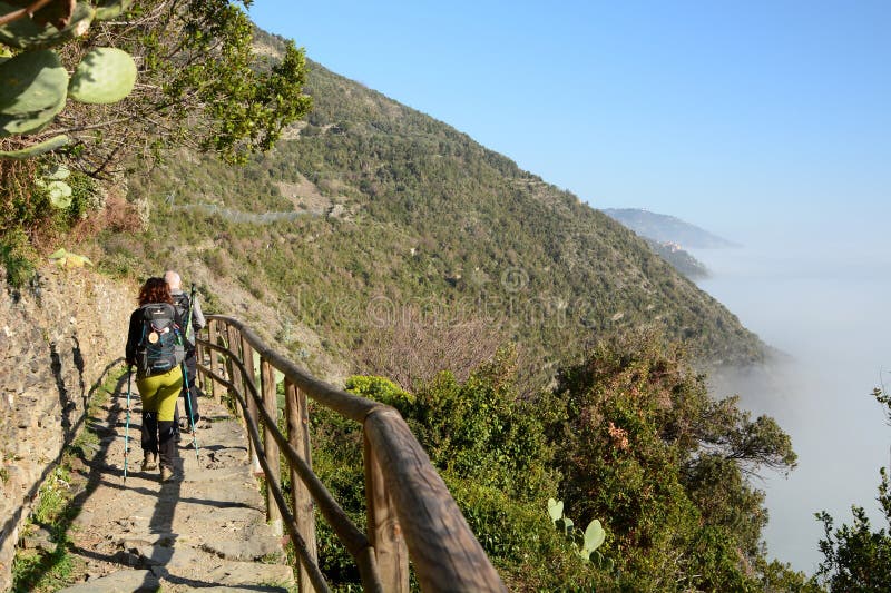 The hiking trail between Vernazza and Corniglia. Cinque Terre National Park. Liguria. Italy