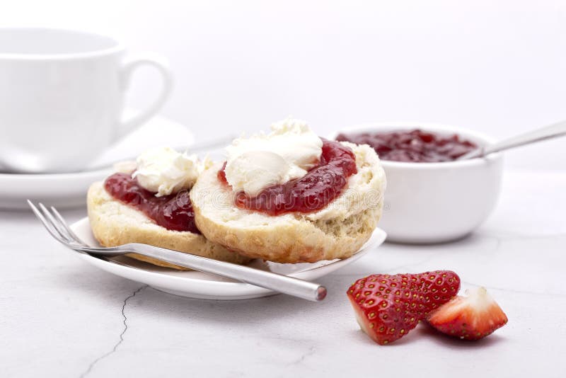Cornish Scone with Cream and Jam Stock Image Image of bake, food
