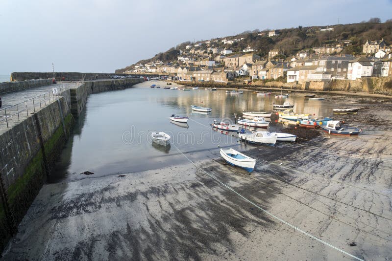 Cornish fishing village and harbor Cornwall England stock photography
