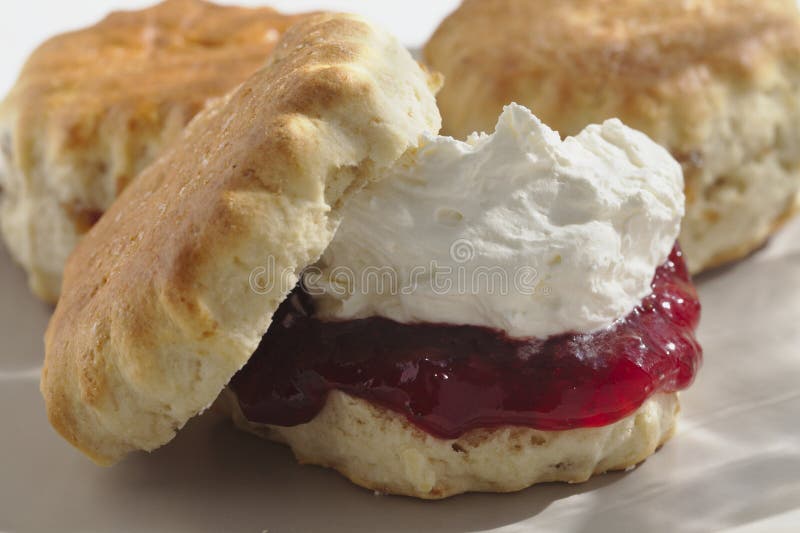 Cornish Scone with Cream and Jam Stock Image Image of bake, food