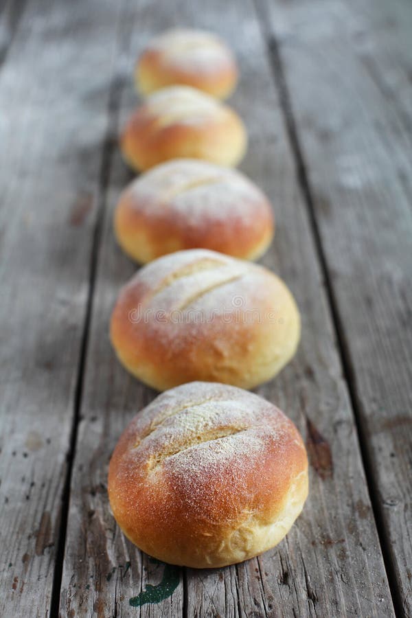 Cornmeal Bread Rolls, Briosche Round Sandwich Snack Stock Photo Image