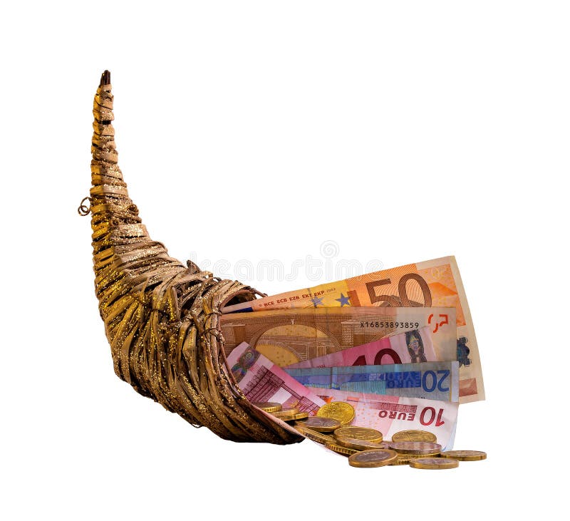 Cornucópia Com O Dinheiro - Isolado No Branco Imagem de Stock - Imagem de  sucesso, financeiro: 33917833