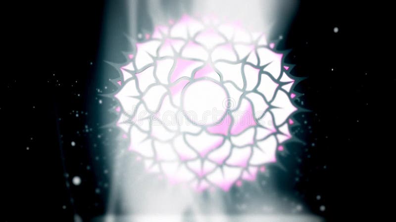 Coroa Chakra Sahasrara Mandala Spins no campo branco da energia