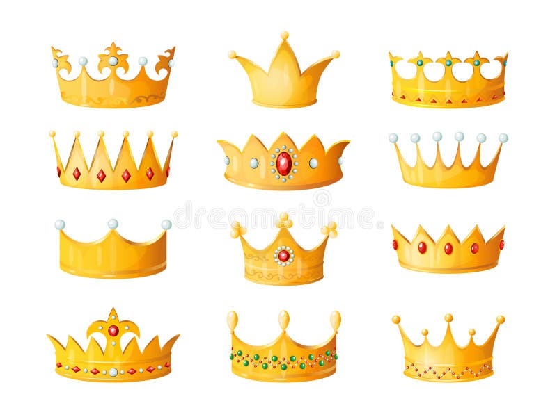 Coroa dos desenhos animados Corona imperial antiga da coroa??o da tiara do ouro real dourado da coroa??o do diamante das coroas d