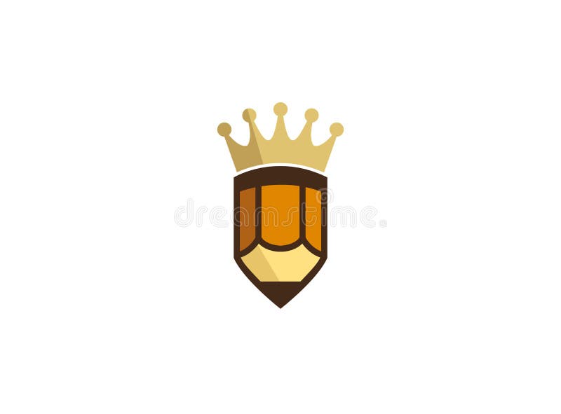 Coroa dourada em um logotipo pequeno da pena ilustração do vetor Coroa dourada em um logotipo pequeno da pena ilustração do vetor