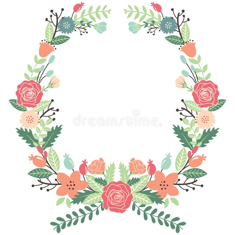 Corona d'annata dei fiori illustrazione vettoriale Corona d'annata dei fiori illustrazione vettoriale