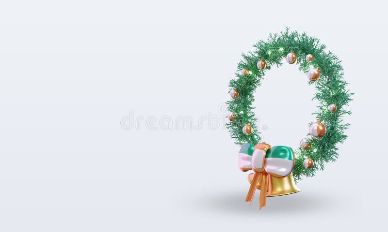 3d christmas wreath Ireland flag rendering. 3d christmas wreath Ireland flag rendering