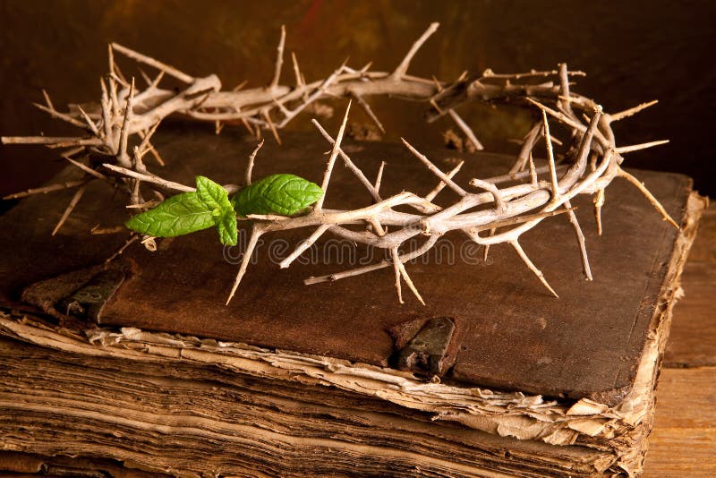 Corona de la biblia y de Pascua imagen de archivo Corona de la biblia y de Pascua imagen de archivo