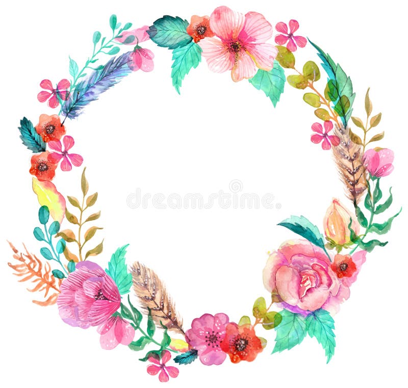 Corona dell'acquerello del fiore illustrazione di stock Corona dell'acquerello del fiore illustrazione di stock