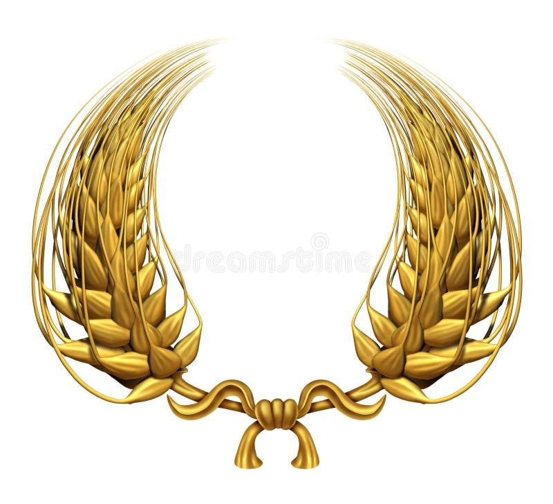 Corona dell'alloro dell'oro di frumento dorato illustrazione vettoriale Corona dell'alloro dell'oro di frumento dorato illustrazione vettoriale