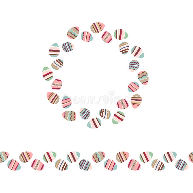 Corona di Pasqua con le uova dipinte stilizzate isolate su bianco illustrazione di stock Corona di Pasqua con le uova dipinte stilizzate isolate su bianco illustrazione di stock
