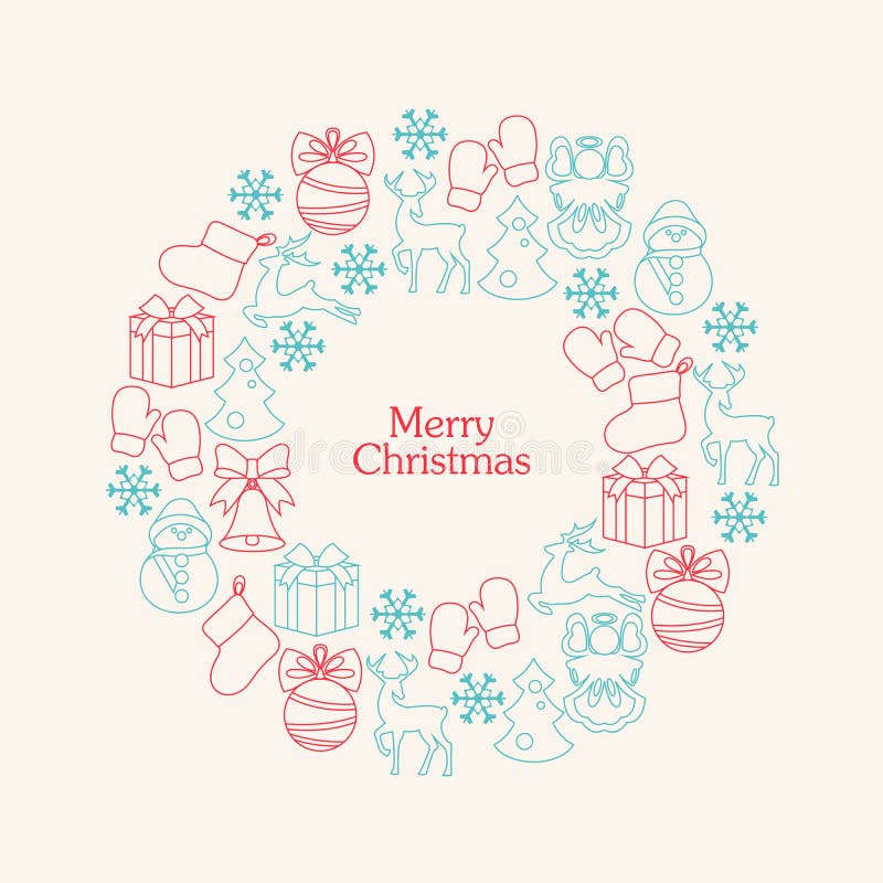 Corona di riserva di natale di vettore con gli elementi decorativi illustrazione vettoriale Corona di riserva di natale di vettore con gli elementi decorativi illustrazione vettoriale