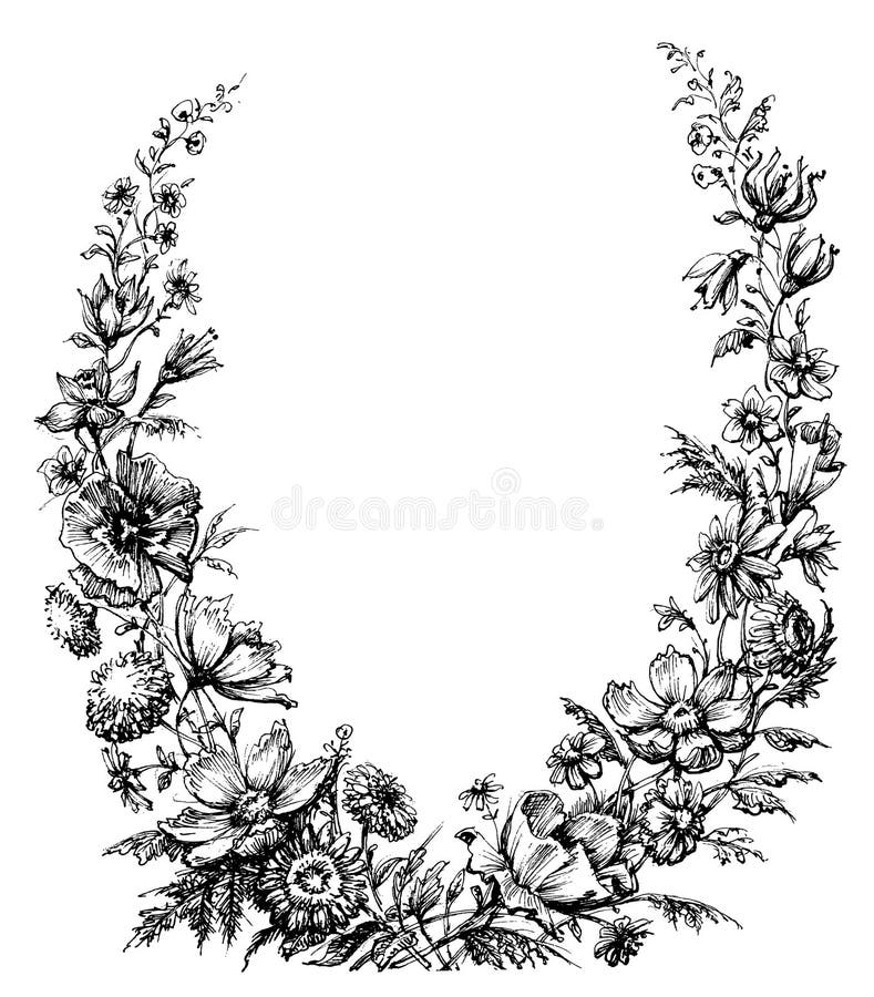 Corona floreale d'annata royalty illustrazione gratis Corona floreale d'annata royalty illustrazione gratis