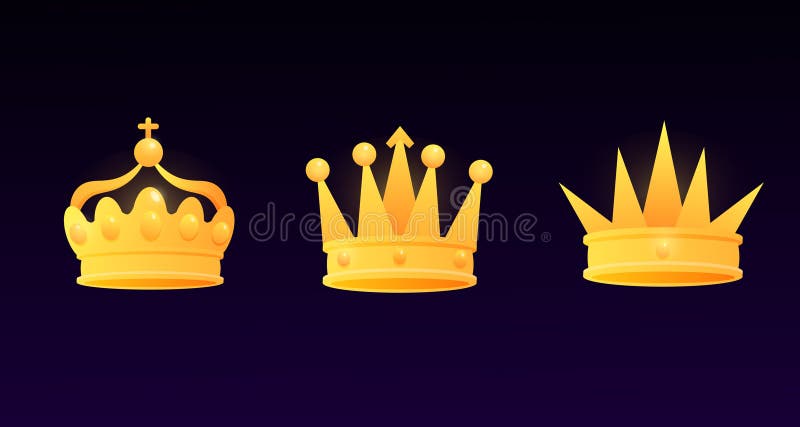 Corona Juego De Oro Juego Vectores Premio Líder O Ganador Rey O Monarca Reina O Princesa Tiara Prince Headdress 3d Ilustración del Vector - de dorado, princesa: 270753167