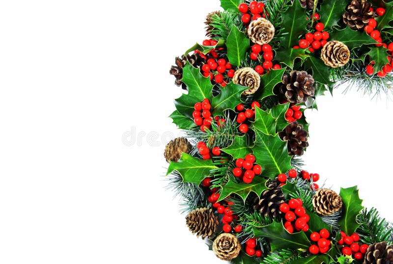 Corona tradizionale dell'agrifoglio di natale immagini stock libere da diritti Corona tradizionale dell'agrifoglio di natale immagini stock libere da diritti