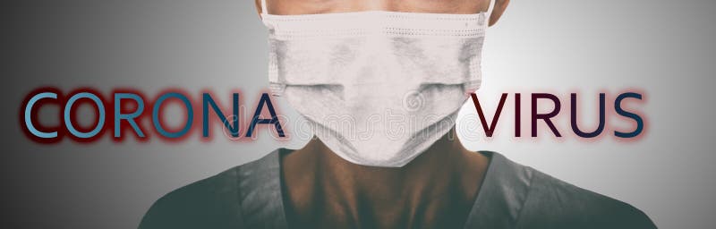 Corona virus coronavirus maska szpitalna lekarz w masce twarzy profilaktyka baner panoramiczne tło
