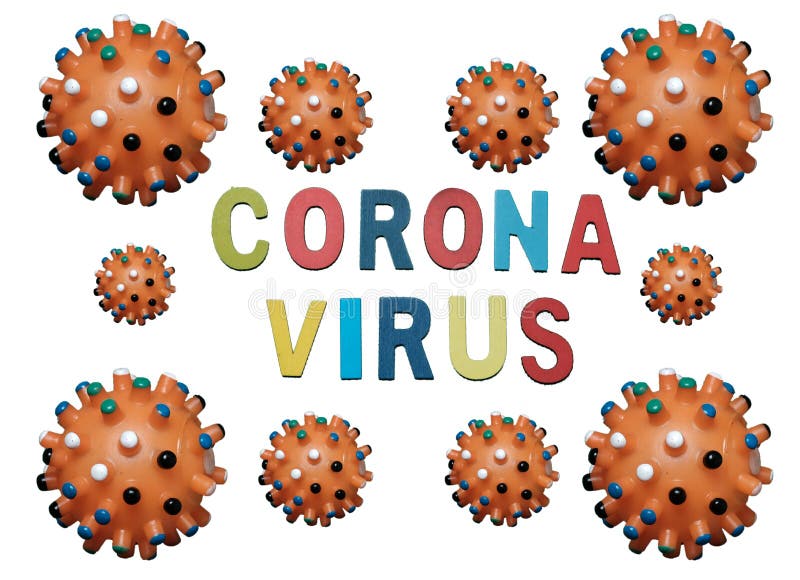 Corona virus words z obiektem na białym tle