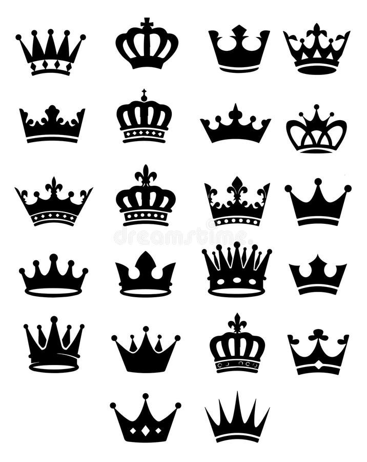 22 coronas negras reales únicas en diversas formas ilustración del vector 22 coronas negras reales únicas en diversas formas ilustración del vector