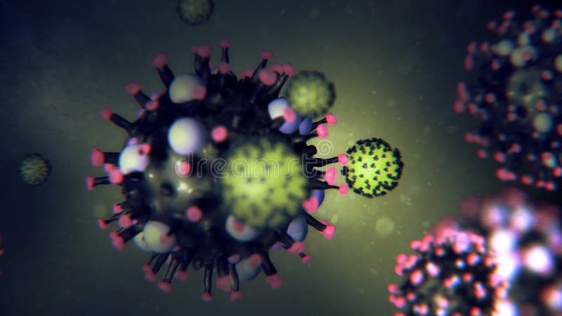 Coronavirus Covid-19 model. Infected virus pneumonia in blood. Coronavirus animation. royalty free illustration