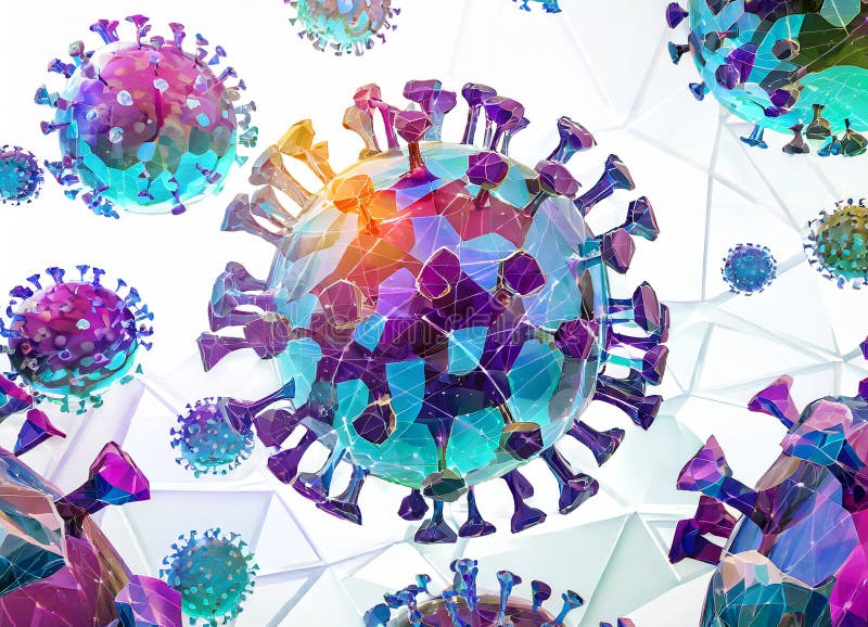 Coronavirus COVID-19 under the microscope. 3d illustration royalty free illustration