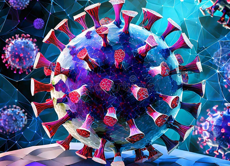 Coronavirus COVID-19 under the microscope. 3d illustration vector illustration