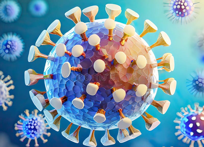 Coronavirus COVID-19 under the microscope. 3d illustration royalty free illustration