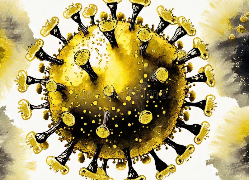 Coronavirus COVID-19 under the microscope. 3d illustration royalty free illustration