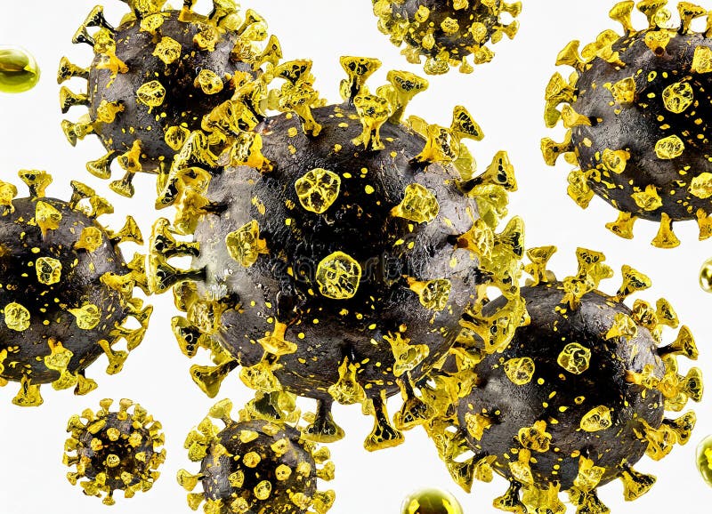 Coronavirus COVID-19 under the microscope. 3d illustration royalty free illustration