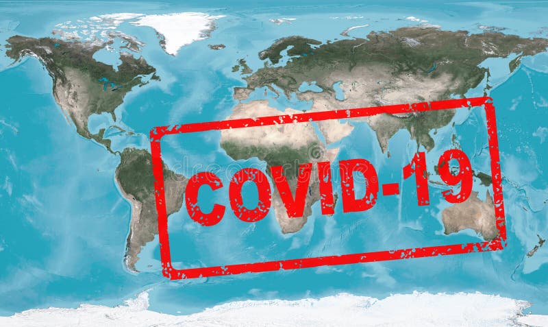 Coronavirus epidemic, stamp COVID-19 on global map. Novel coronavirus outbreak in China, the spread of corona virus in the World