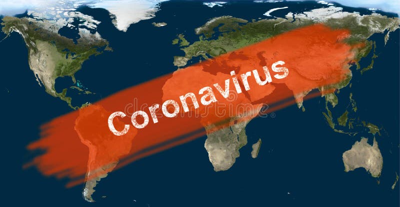 Coronavirus epidemic, word COVID-19 on global map. Novel coronavirus outbreak in China. The spread of corona virus in world