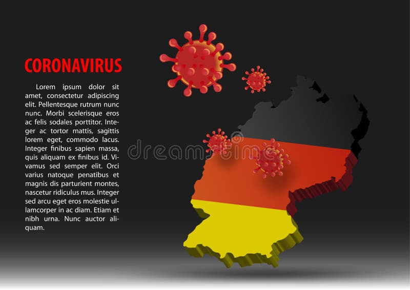 Coronavirus fly over map of germany within national flag vector illustration