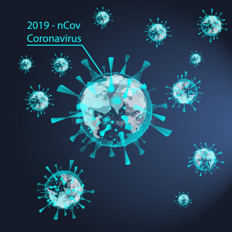 Coronavirus molecule,Coronavirus causes a serious illness. Low poly wireframe style, vector illistration vector illustration