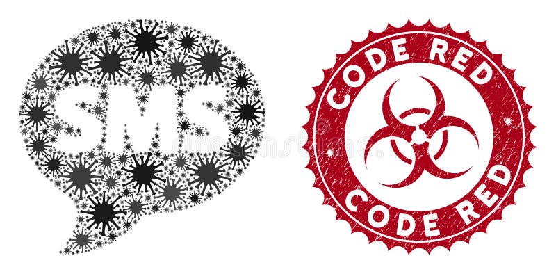 Coronavirus Mosaic SMS Icon with Distress Code Red Seal Stock Vector ...