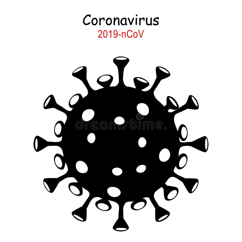 Coronavirus 2019-nCoV Icona del virus Corona Nero su fondo bianco