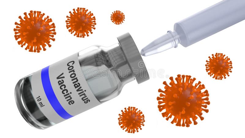 Coronavirus vaccine. 2019-ncov cure. Isolated on white background. 3D-rendering.