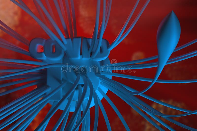 Coronavirus Wuhan, China COVID-19 iscrizione con tenacoli orribili Concetto di medicina e farmaco 3d illustrazione sul rosso illustrazione vettoriale Coronavirus Wuhan, China COVID-19 iscrizione con tenacoli orribili Concetto di medicina e farmaco 3d illustrazione sul rosso illustrazione vettoriale