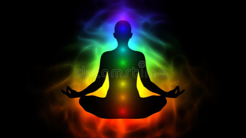 Corpo humano da energia, aura, chakra na meditação
