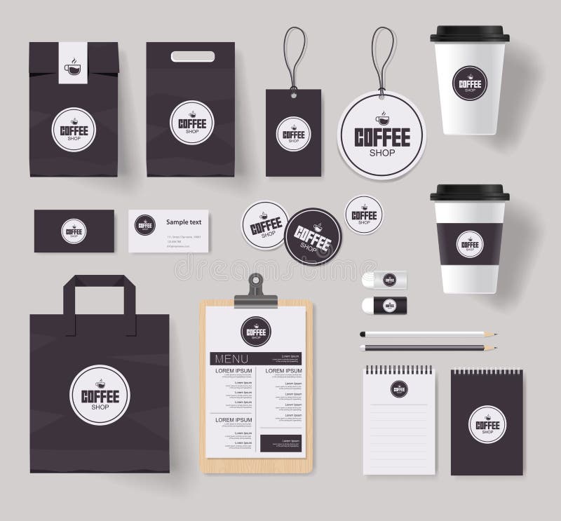 Download Corporate Branding Identity Mock Up Template For Coffee Shop Stock Vector - Illustration of ...