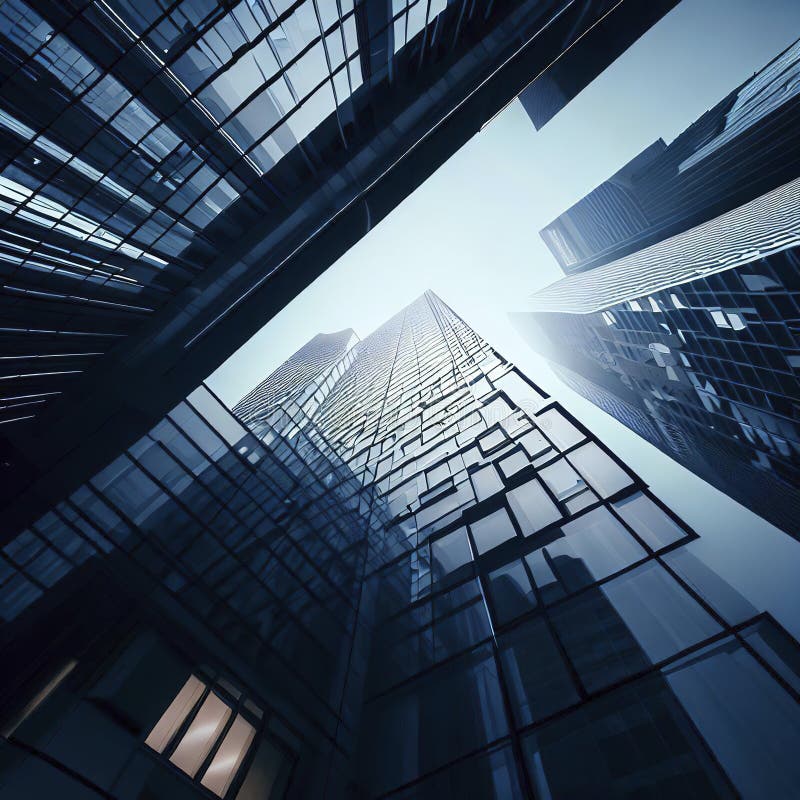 Corporate buildings in perspective stock illustration