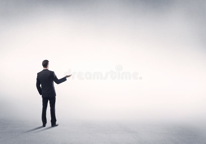 Sales person with empty white background