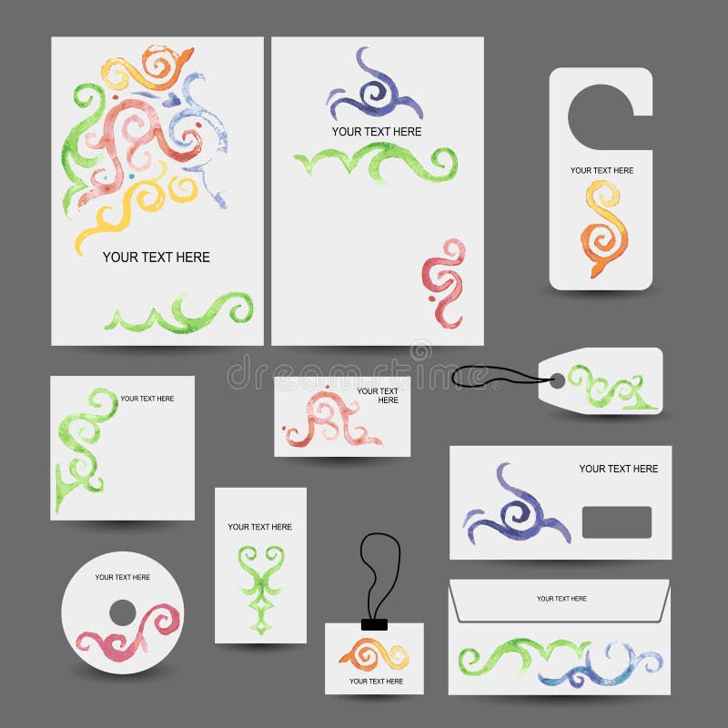 Corporate business style design: folder, labels