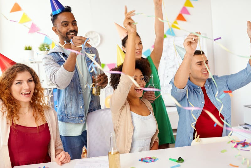 Happy Team Having Fun At Office Party Stock Image - Image of beautiful ... Office Team Celebration