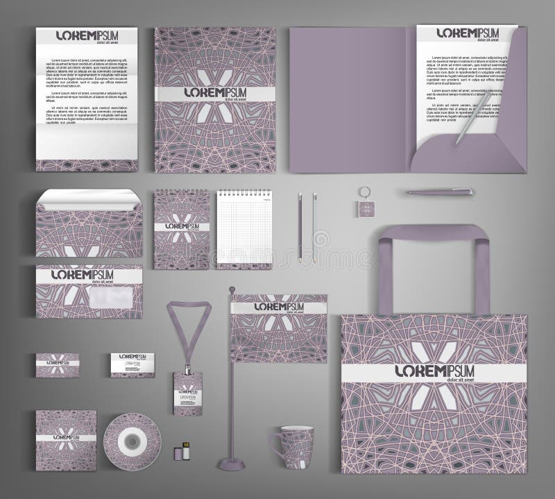 Corporate Identity. Set with lilac abstract pattern. vector illustration