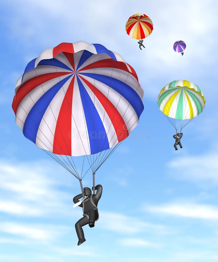 Parachutist With Pink Parachute Stock Vector Illustration Of Colorful
