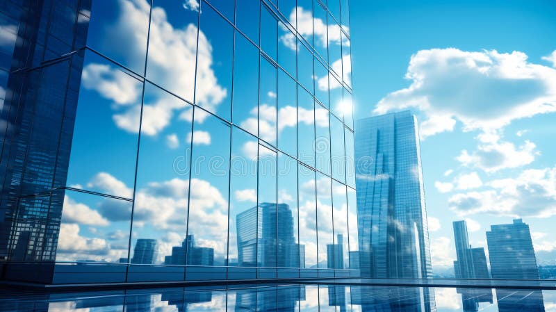 Corporate Skyline Reflective Skyscrapers in the Financial District royalty free illustration